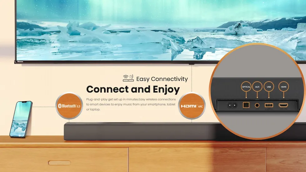 Soundbar Hisense HS3100 3.1 con 480W e Bluetooth