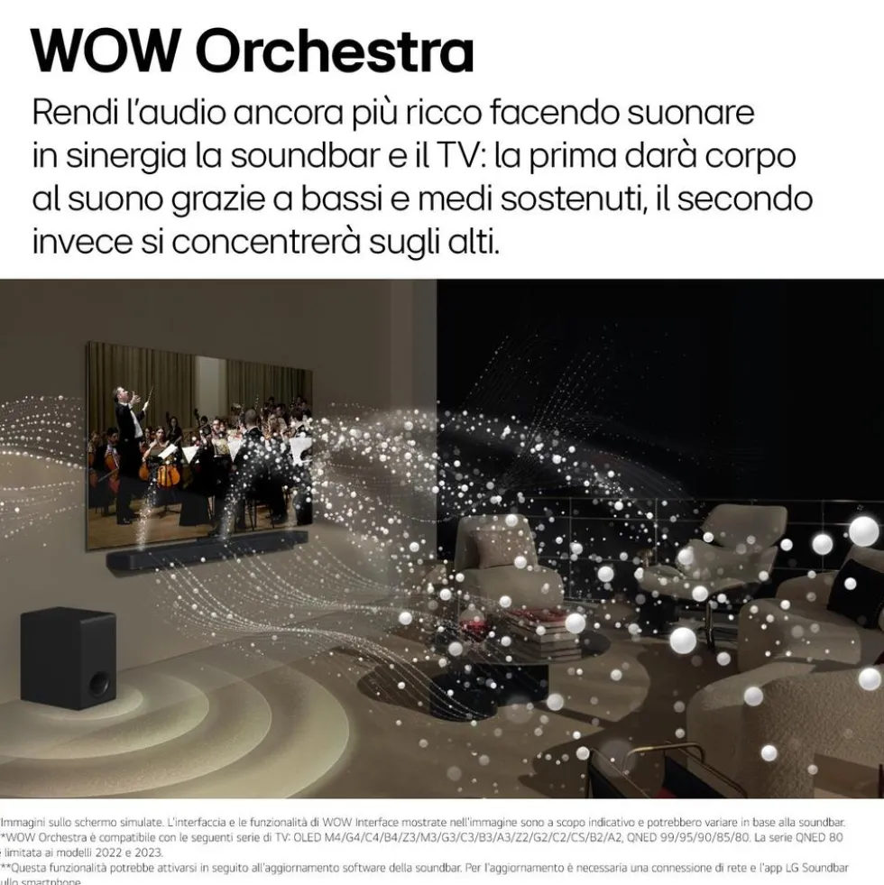 Soundbar LG Electronics S70TY, audio 3.1.1 da 400W con subwoofer wireless