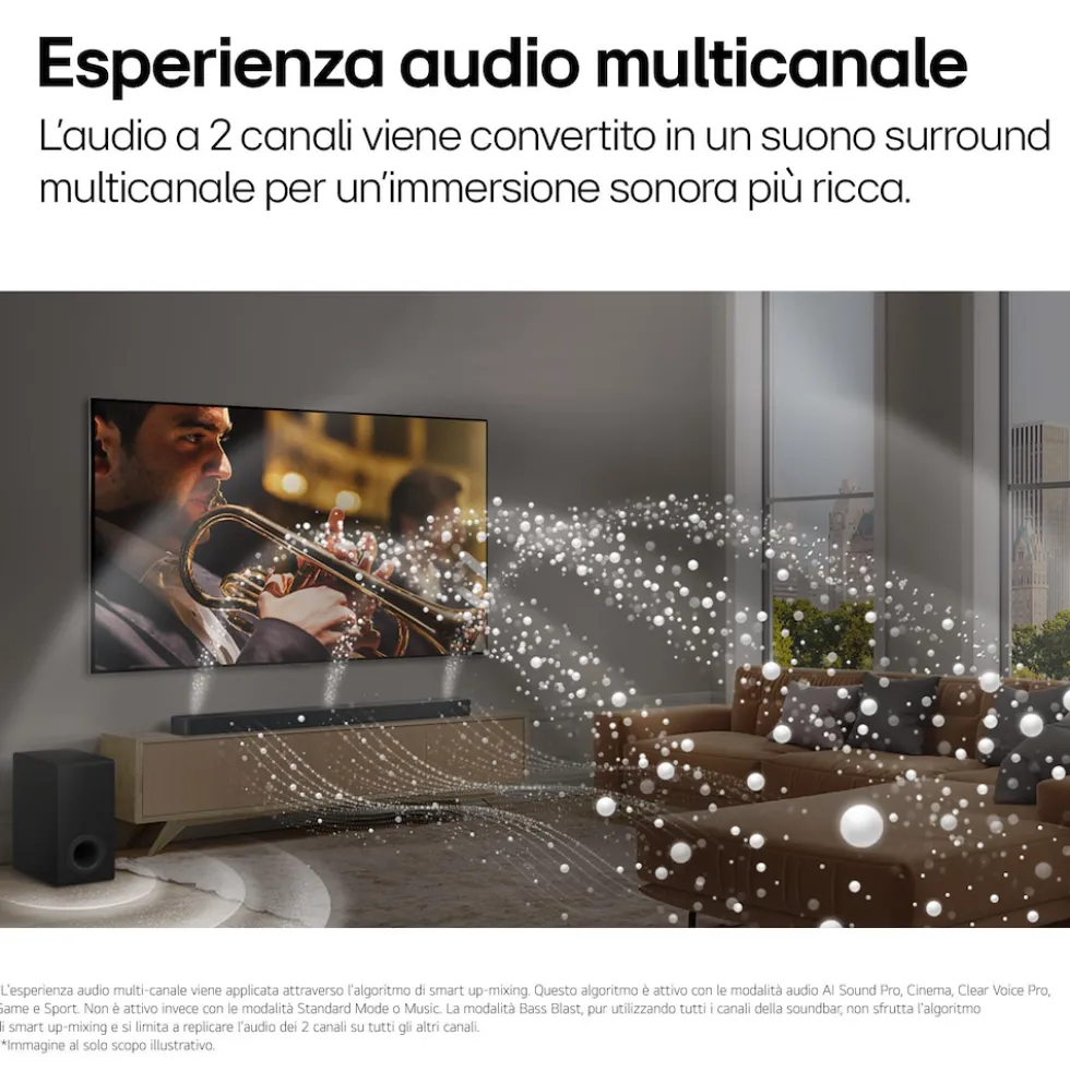 Soundbar LG Electronics S70TY, audio 3.1.1 da 400W con subwoofer wireless