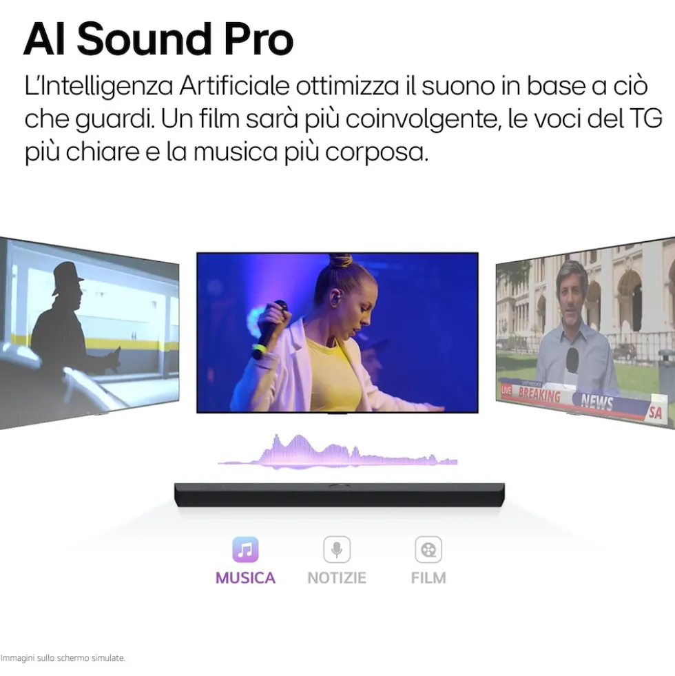 Soundbar LG Electronics S70TY, audio 3.1.1 da 400W con subwoofer wireless