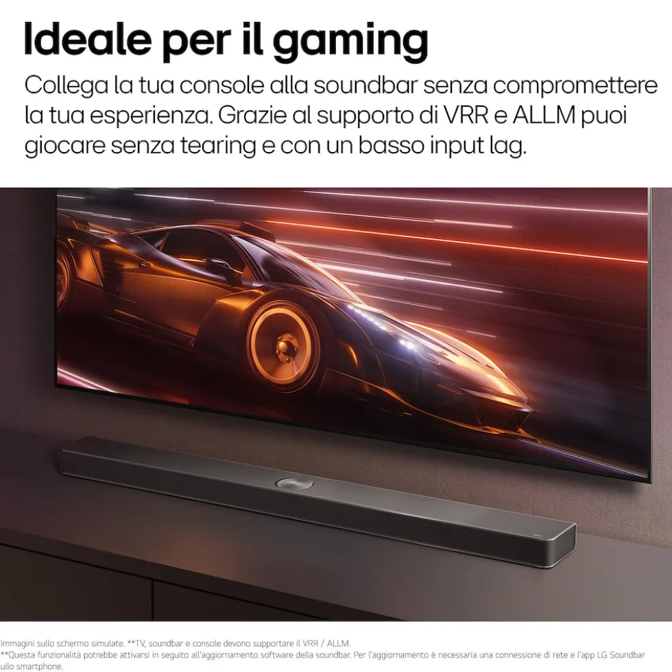 Soundbar LG Electronics S70TY, audio 3.1.1 da 400W con subwoofer wireless