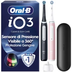 Spazzolino elettrico Oral-B iO3 Duo, sensore pressione, 3 modalità