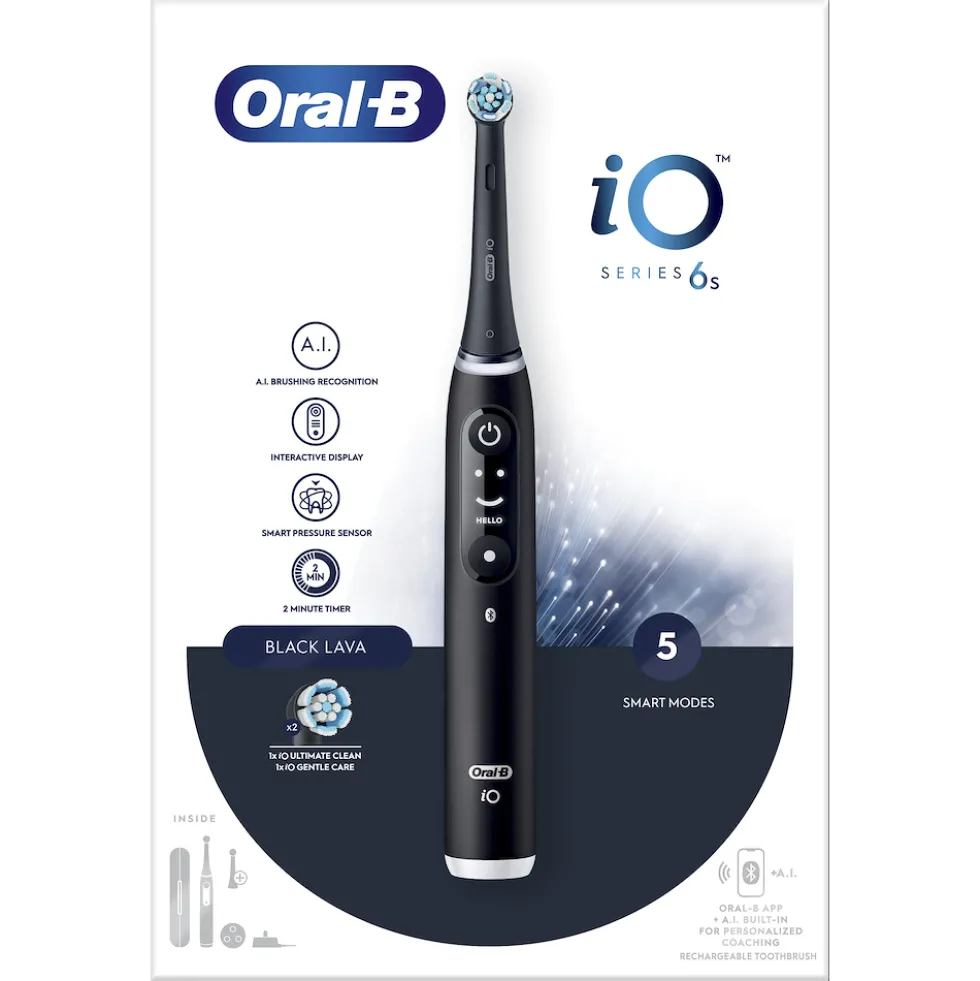 Spazzolino elettrico Oral-B iO6 Nero con tecnologia magnetica