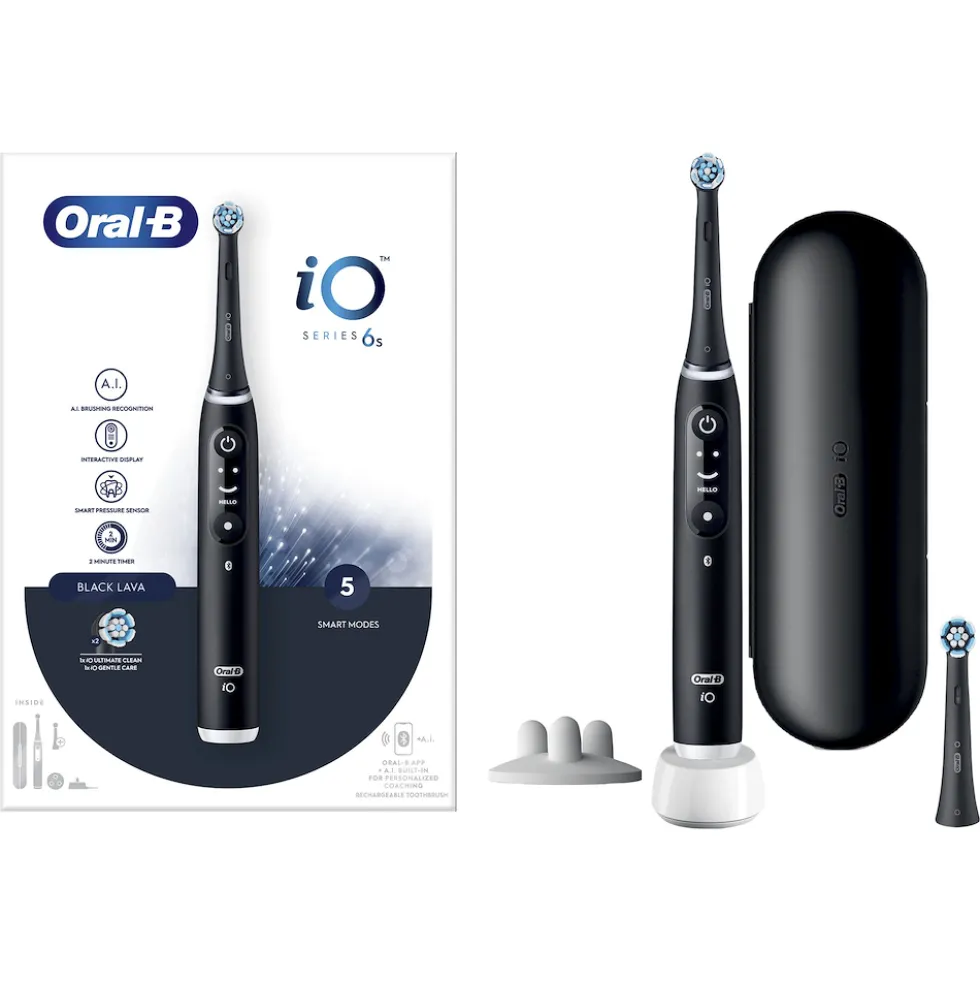 Spazzolino elettrico Oral-B iO6 Nero con tecnologia magnetica