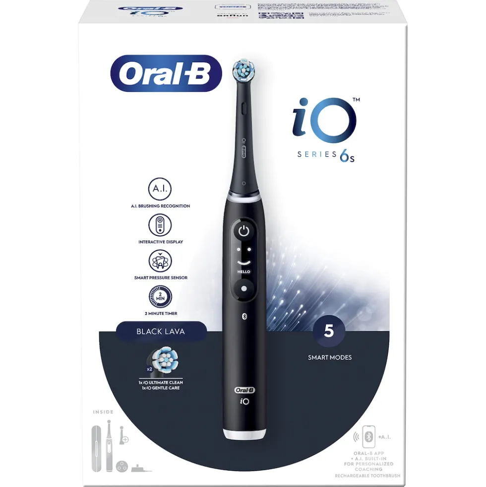 Spazzolino elettrico Oral-B iO6 Nero con tecnologia magnetica