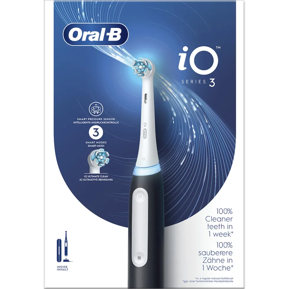 Spazzolino elettrico Oral-B iO 3 Nero con sensore pressione