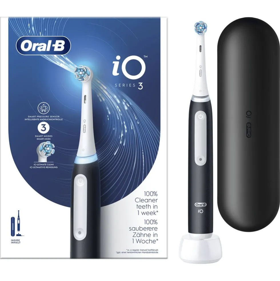 Spazzolino elettrico Oral-B iO 3 Nero con sensore pressione