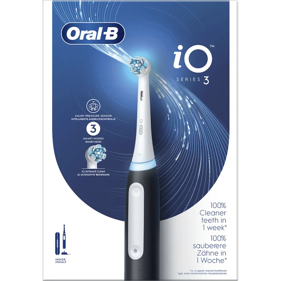 Spazzolino elettrico Oral-B iO 3 Nero con sensore pressione