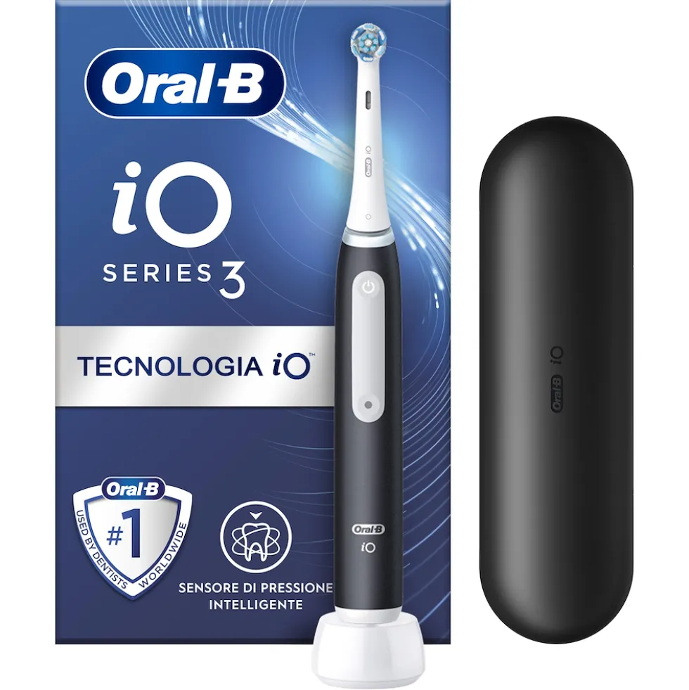 Spazzolino elettrico Oral-B iO 3 Nero con sensore pressione