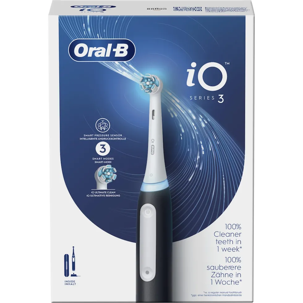 Spazzolino elettrico Oral-B iO 3 Nero con sensore pressione