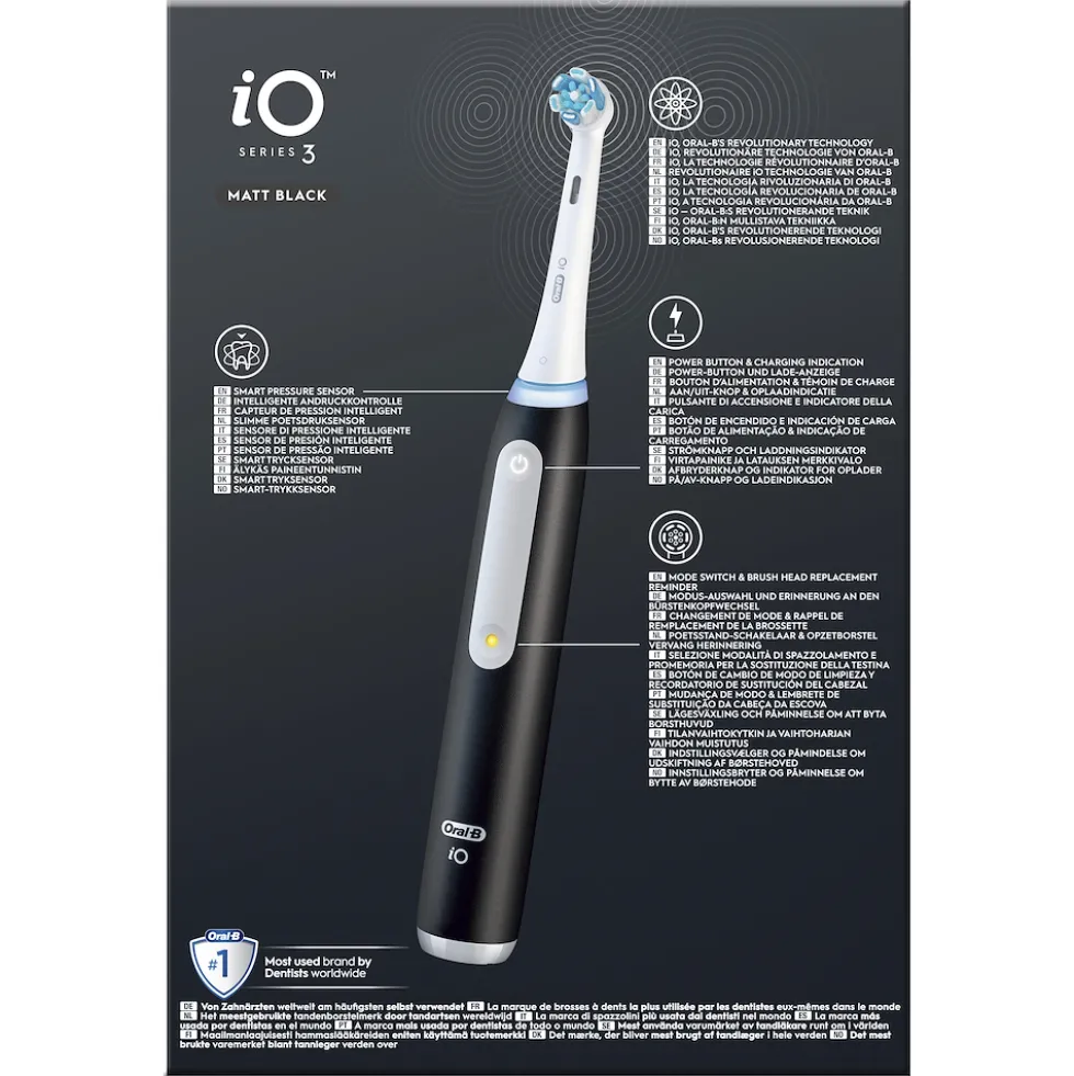 Spazzolino elettrico Oral-B iO 3 Nero con sensore pressione