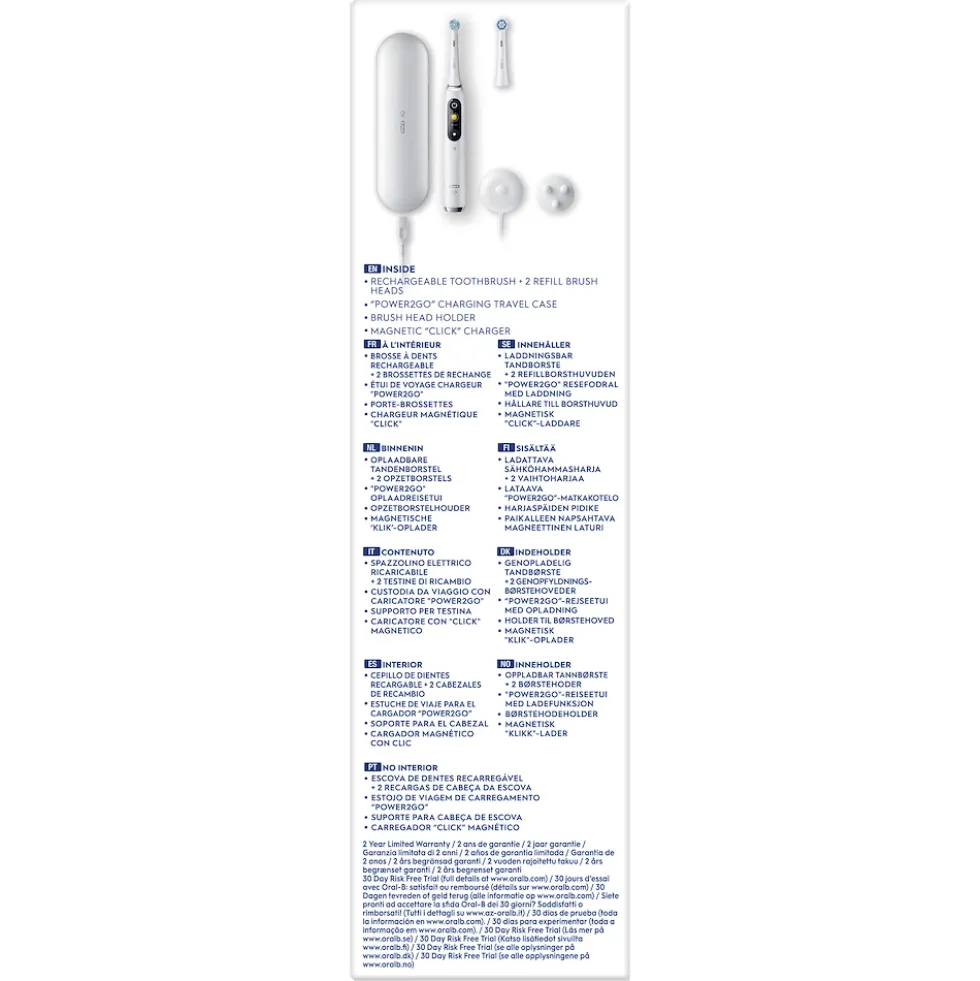 Spazzolino elettrico Oral-B iO 9S Bianco con 2 testine e custodia