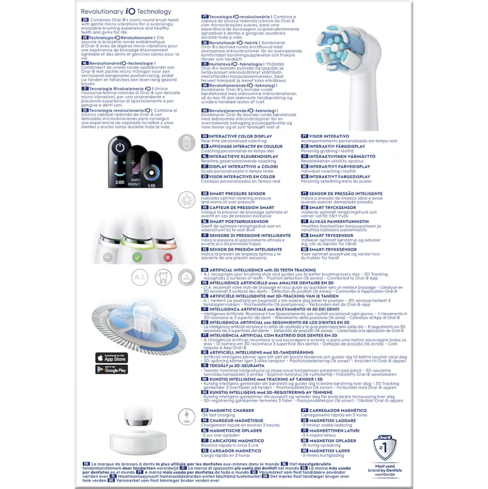 Spazzolino elettrico Oral-B iO 9S Bianco con 2 testine e custodia