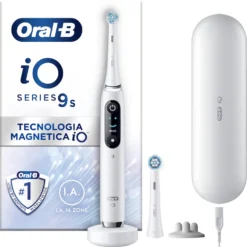 Spazzolino elettrico Oral-B iO 9S Bianco con 2 testine e custodia