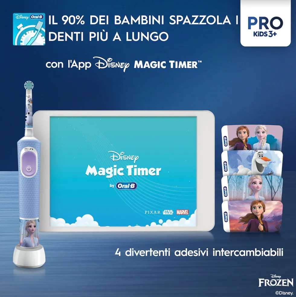 Spazzolino elettrico Oral B Vitality Pro Frozen per bambini da 3 anni