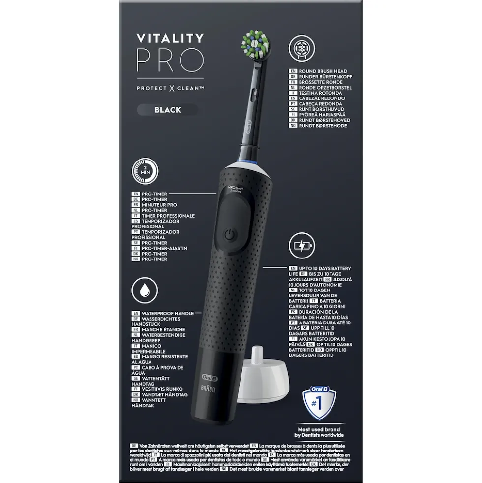 Spazzolino elettrico Oral-B Vitality Pro Black con 3 modalità e 2 testine