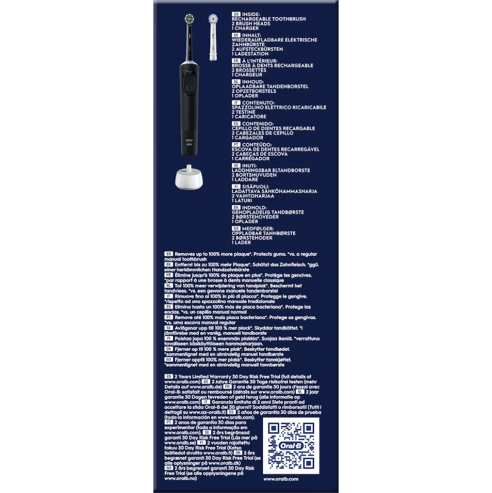 Spazzolino elettrico Oral-B Vitality Pro Black con 3 modalità e 2 testine