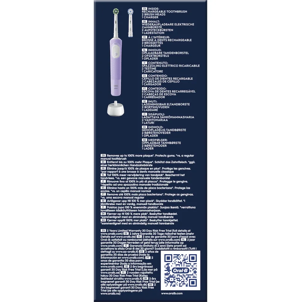 Spazzolino elettrico Oral-B Vitality Pro, 3 modalità di pulizia, lilla