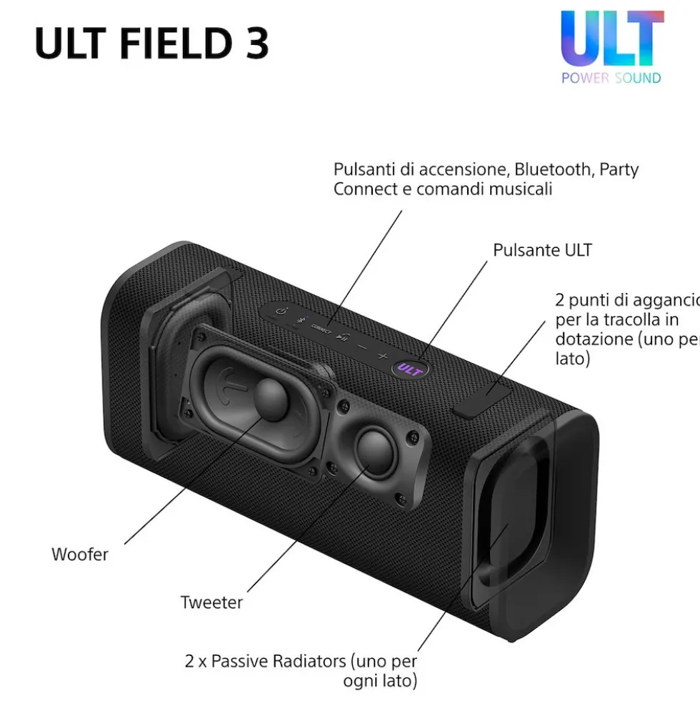Speaker portatile Sony SRS-ULT30H Bluetooth con ULT POWER SOUND
