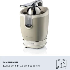 Spremiagrumi Ariete 413 beige con leva a pressione e design vintage