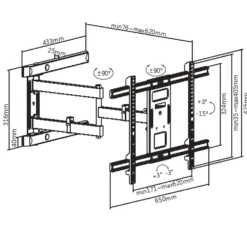 Staffa TV Munari SP742 orientabile fino a 80 pollici
