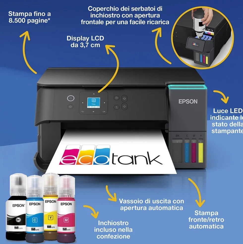 Stampante inkjet multifunzione Epson EcoTank ET-2951 con WiFi