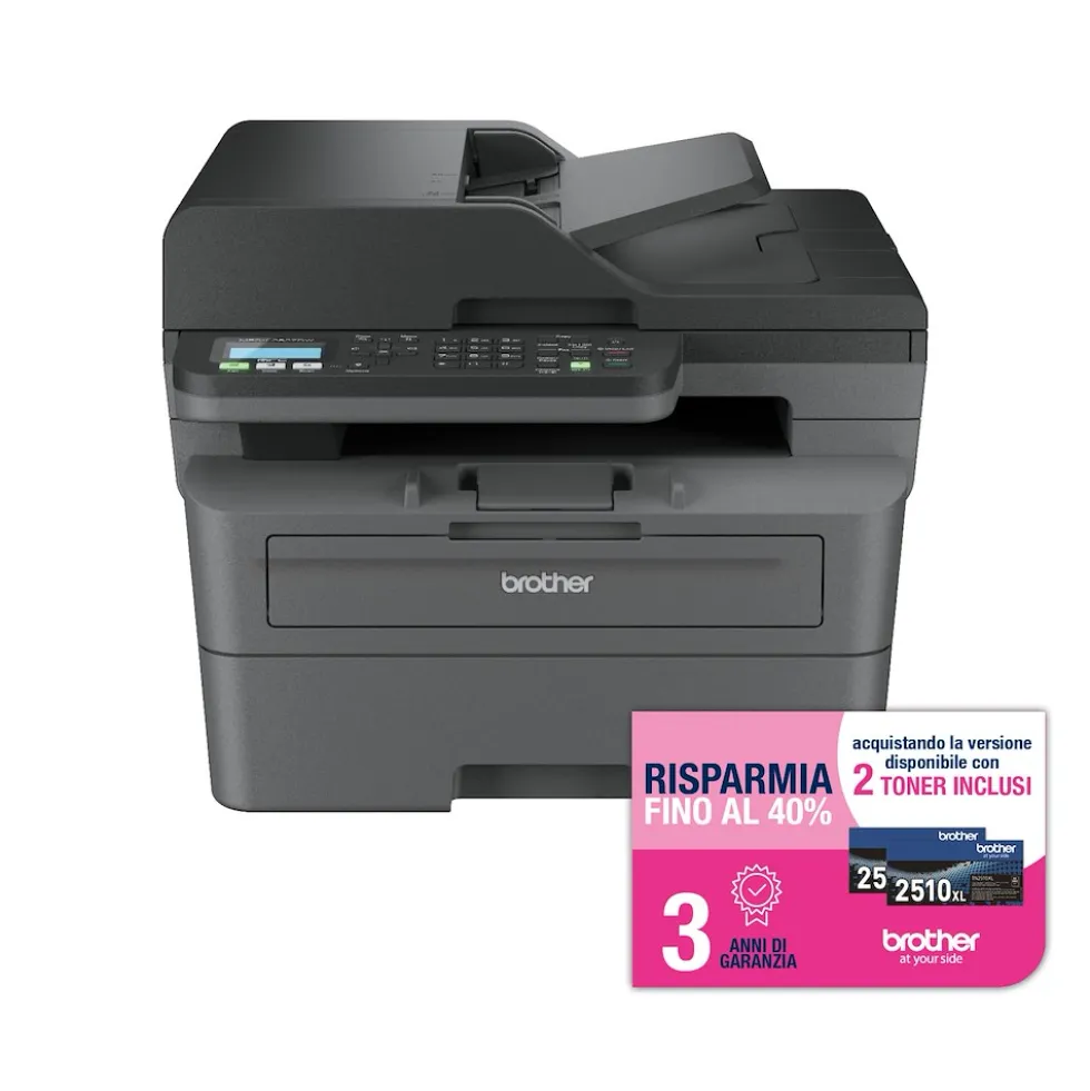 Stampante multifunzione Brother MFC-L2827DWXL laser B/N con toner XL