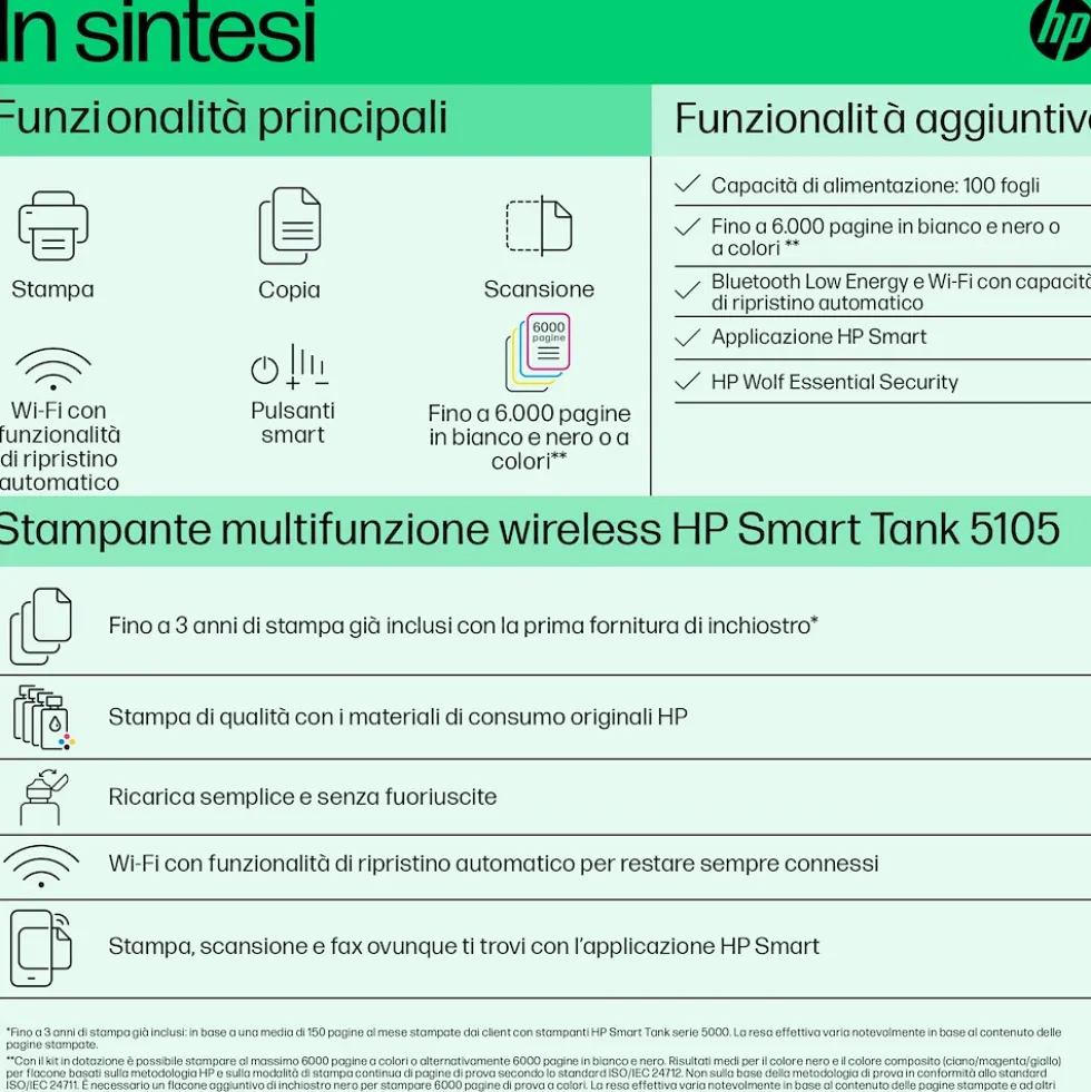 Stampante multifunzione HP Smart Tank 5105 con WiFi