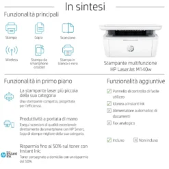 Stampante multifunzione laser HP LaserJet M140w 20 ppm WiFi