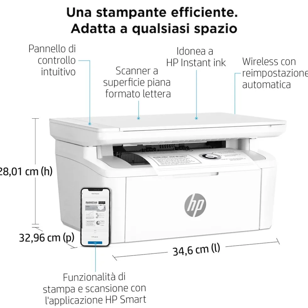 Stampante multifunzione laser HP LaserJet M140w 20 ppm WiFi