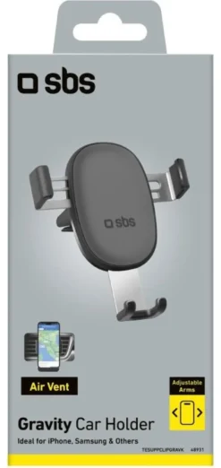 Supporto auto smartphone Sbs TESUPPCLIPGRAVK Gravity Black e Silver