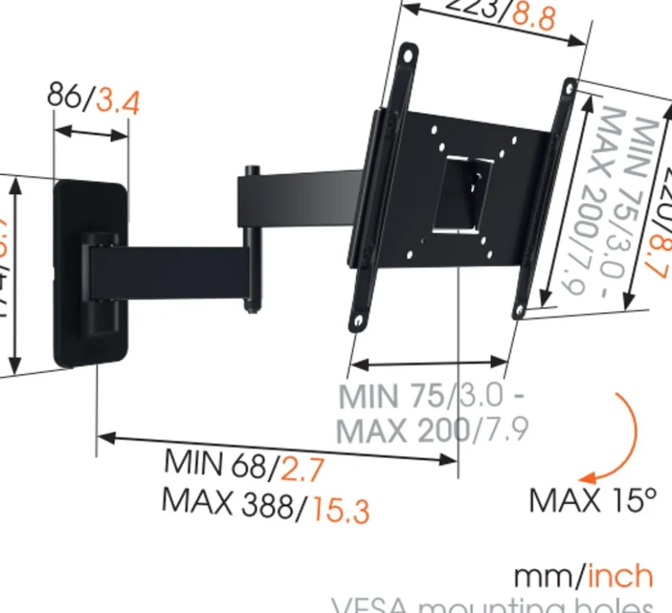 Supporto da parete Vogels' MA2040 per TV 26/40 pollici, con rotazione 180°