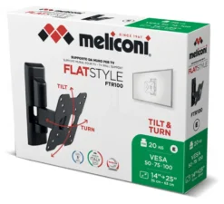 Supporto monitor TV parete Meliconi 580454 FLATSTYLE Ftr 100 Tilt Blac