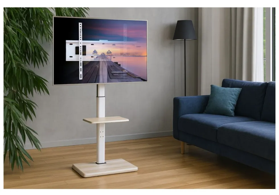 Supporto monitor TV pavimento Techly ICA TR59 White e Wood