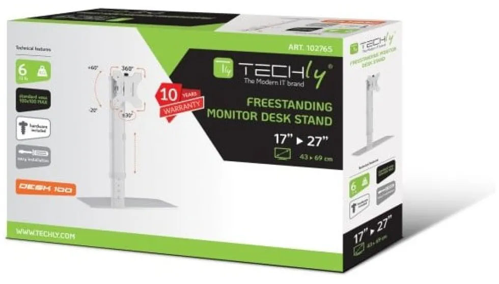 Supporto monitor TV scrivania Techly ICA LCD 260 White
