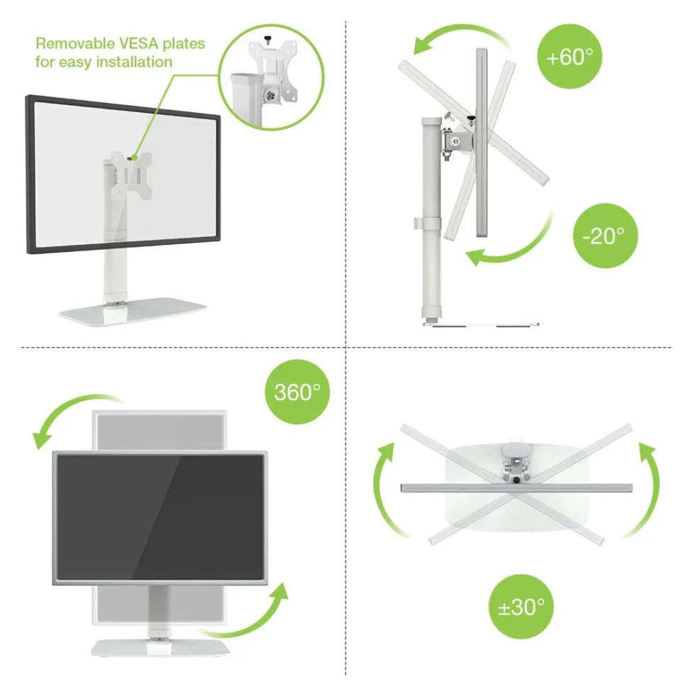 Supporto monitor TV scrivania Techly ICA LCD 260 White