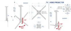 Supporto soffitto Meliconi 400CEBLACK per videoproiettore, portata 35kg