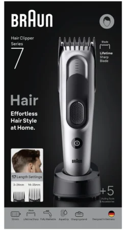 Taglia capelli Braun HC7590 SERIES 7 Hair Clipper Silver e Black