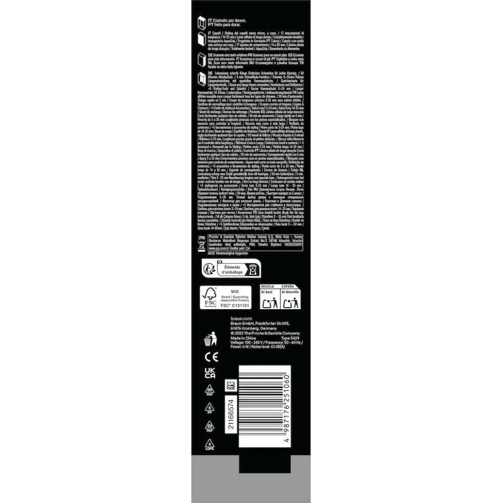 Tagliacapelli Braun Series 7 HC7590 con 17 lunghezze e funzione Memory Lock