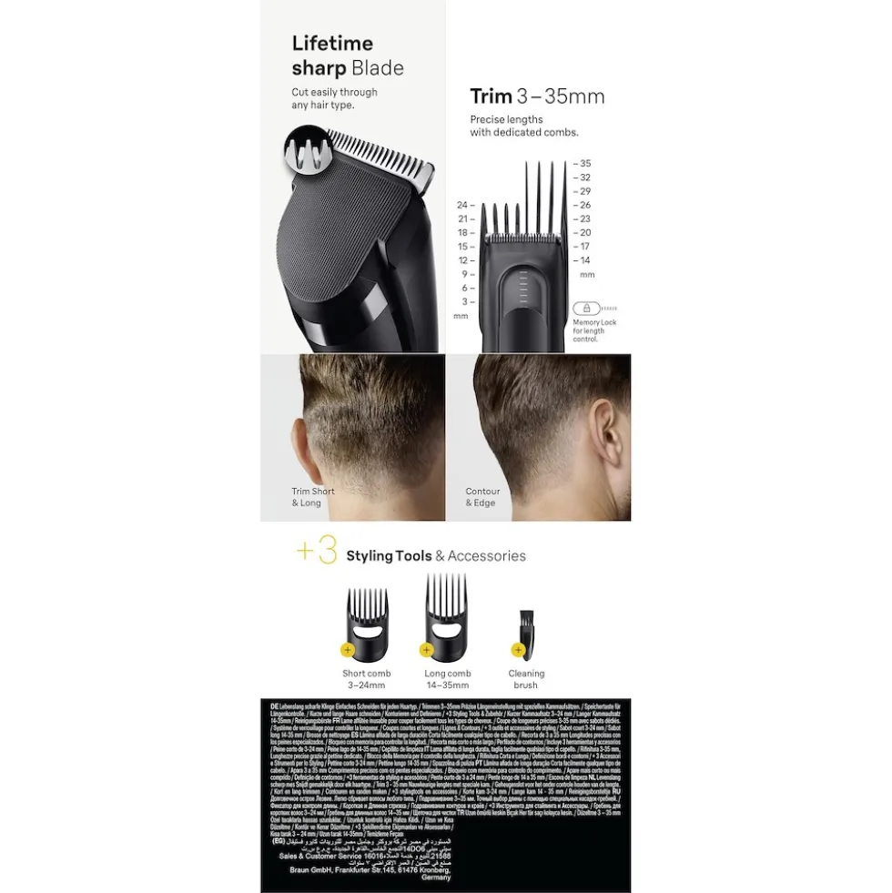 Tagliacapelli Braun Series 5 HC5530 con 17 lunghezze e Memory Lock