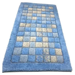 Tappeto bagno Quarzo Bianco 13678 MOSAICO Azzurro