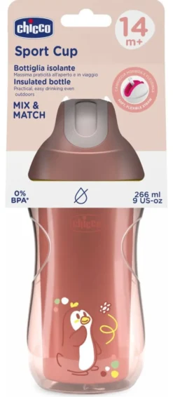 Tazza bimbo termica con cannuccia Chicco 00069911500000 SPORT CUP Rosa