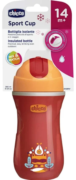 Tazza bimbo termica con cannuccia Chicco 69913 SPORT CUP Assortito