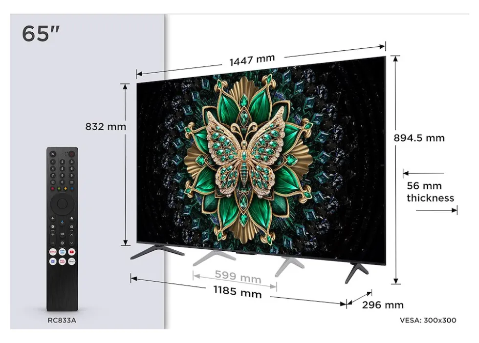 Tcl Tvc Miniled 65 Uhd 144Hz Smart Tv Bt Wifi Dolby Atmos Google