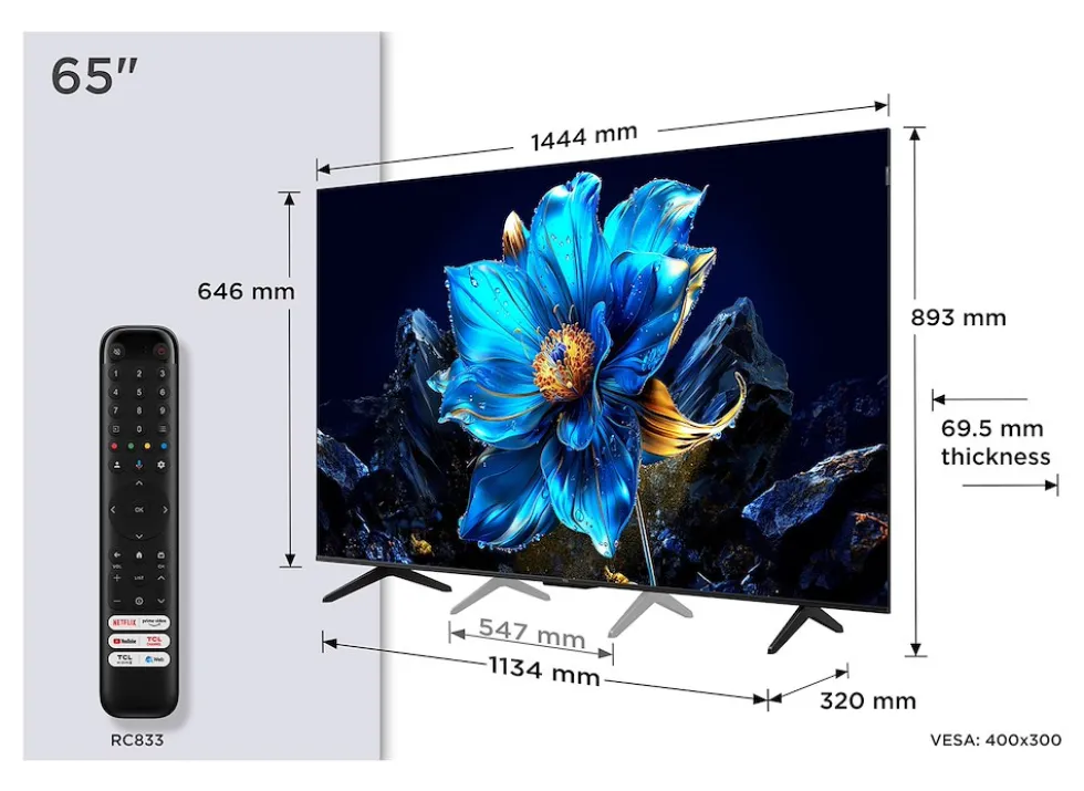 Tcl Tvc Qled 65 4K Uhd Google Tv Wifi Cert Lativu 4K