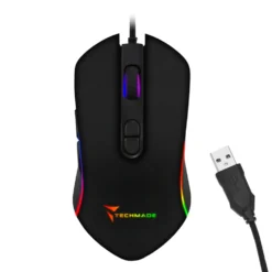 TECHMADE MOUSE GAMING USB LED LIGHT 2400DPI NERO TM-PG-64