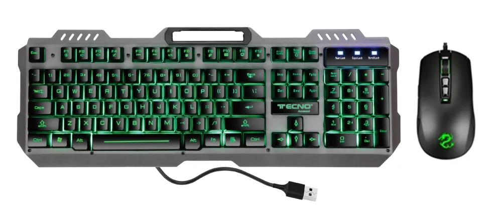 TECNO KIT TASTIERA+MOUSE GAMINGCON FILO LED RGB USB TC-BG2006