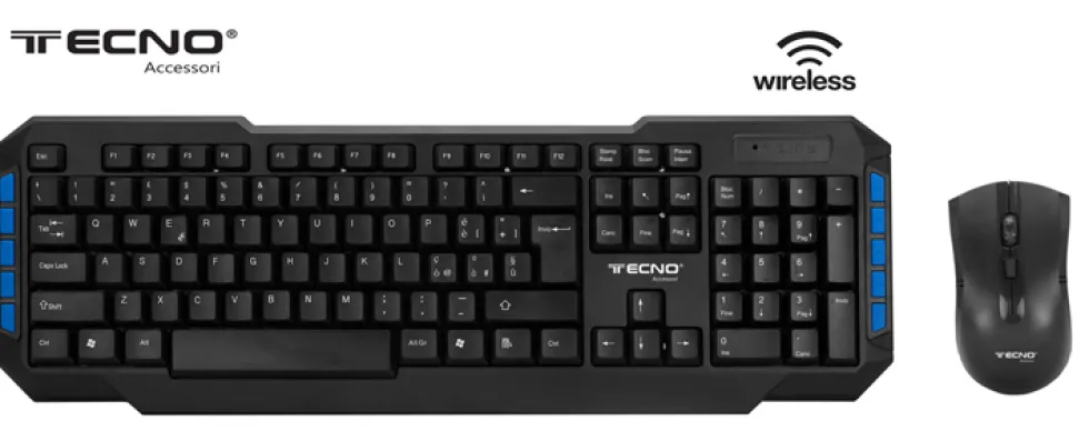 TECNO KIT TASTIERA+MOUSE WIRELESS USB NERO TC-920W RETAIL