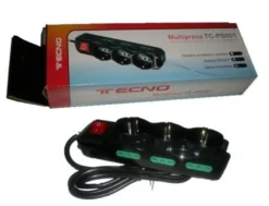 TECNO MULTIPRESA 9 POSTI (3 SCHUKO+6 BIPASSO) CAVO 130CM NERO TC-MP01