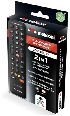 Telecomando tv Meliconi 808038 CONTROL 2+ Black